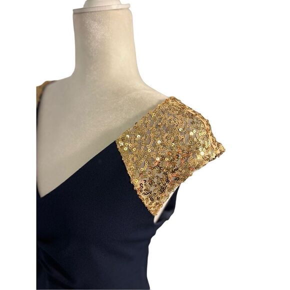 SLNY navy and gold gown - 12 - Picture 3 of 13